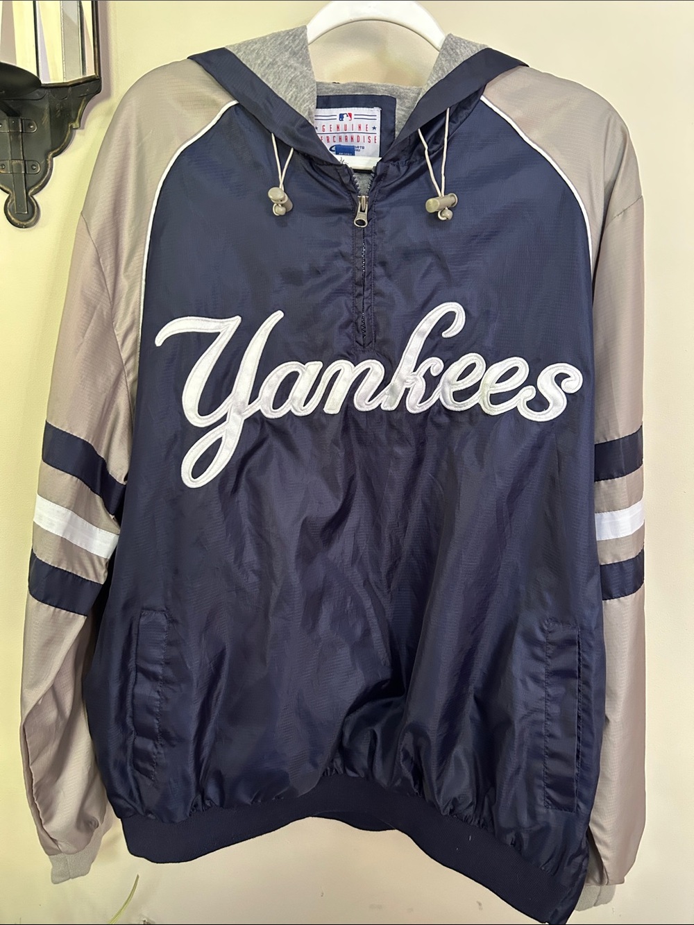 NY Yankees Navy Pullover Windbreaker Jacket XL